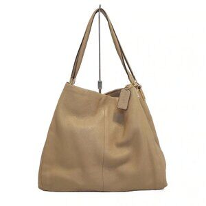 Auth COACH Madison Pebbled Leather Phoebe F34495 Beige Leather - Shoulder Bag